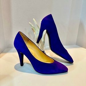 Vtg 90's Charles Jourdan Paris France Purple Suede High Heel Pumps - 6.5 M
